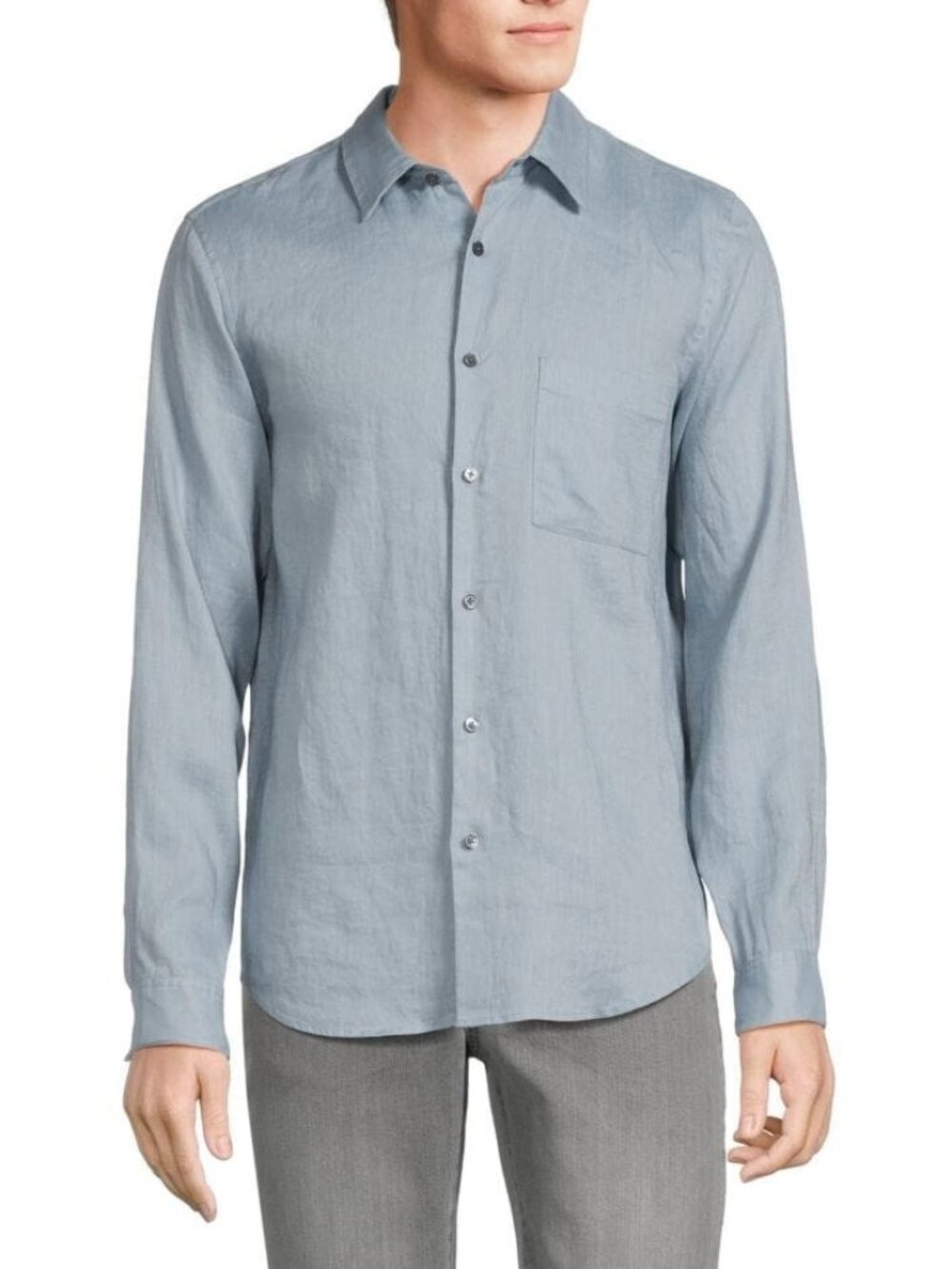 NWT Theory Men's Irving PA Light Blue 100% Linen Long Sleeve Shirt - Size Large